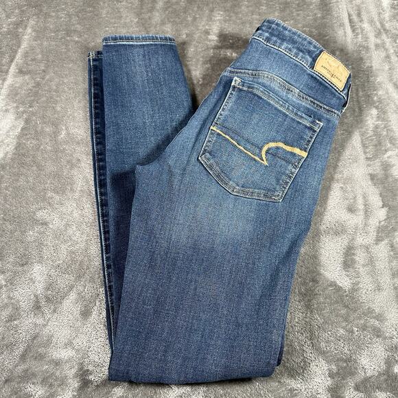 American Eagle Jegging Jeans Womens 4 Blue Denim Super Super‎ Stretch Pants - Picture 9 of 13